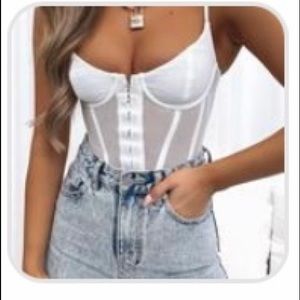 White spaghetti strap bustier top